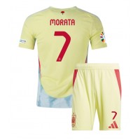 Espanja Alvaro Morata #7 Vieras Peliasu Lasten EM-Kisat 2024 Lyhythihainen (+ Lyhyet housut)